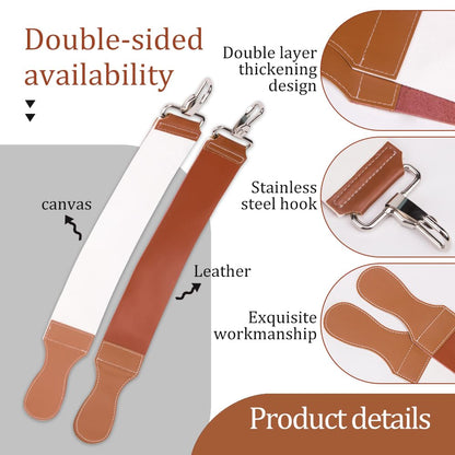 1Pcs Dual-Sided Leather Sharpening Straps Professional Barber Leather Strap Straight Razor Strop with Cowhide & Canvas for Enhanced Razor Sharpening & Smoothing Experience (Black)（Cowhide）