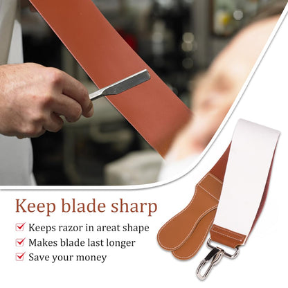 1Pcs Dual-Sided Leather Sharpening Straps Professional Barber Leather Strap Straight Razor Strop with Cowhide & Canvas for Enhanced Razor Sharpening & Smoothing Experience (Black)（Cowhide）