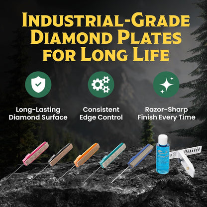 GATCO Edgemate Professional Knife Sharpening Kit – 5-Stone Guided Sharpener System for Kitchen, Hunting & Pocket Knives | Precision Angle Clamp, Honing Oil & Case | Manual Sharpening Set for Field Use