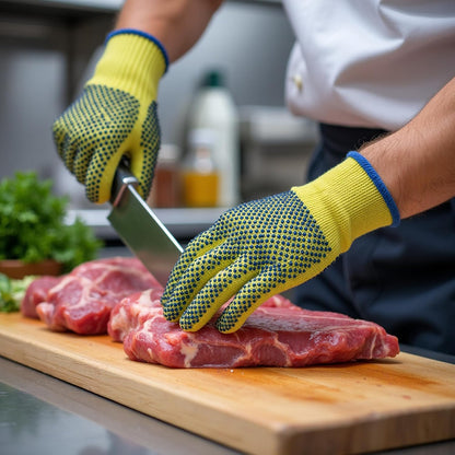 1670L Yellow Kevlar Knit Cut Resistant Work Gloves, Protective Gloves to Secure Hands From Scrapes, Cuts In Kitchen, Wood Carving, Carpentry & DEA