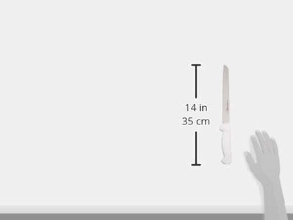 P94803 Basics 31603 Bread Knife, 8" Scalloped High Carbon DEXSTEEL Blade, Textured White Polypropylene Slip-Resistant Handle, NSF, Serrated Bakery and Sandwich Knife