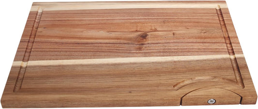 Acacia Wood Cutting Board, 15"L x 10.23"W | For Kitchen with Bracket, Premium Wooden Chopping Board, Deep Juice Groove for Meat, Cheese, Vegetables, Heavy Duty