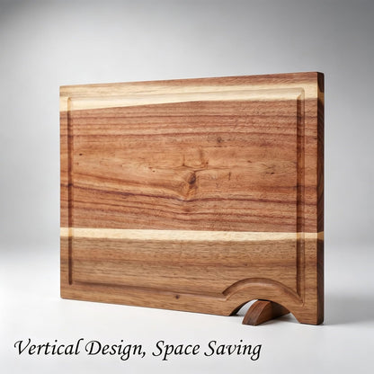 Acacia Wood Cutting Board, 15"L x 10.23"W | For Kitchen with Bracket, Premium Wooden Chopping Board, Deep Juice Groove for Meat, Cheese, Vegetables, Heavy Duty