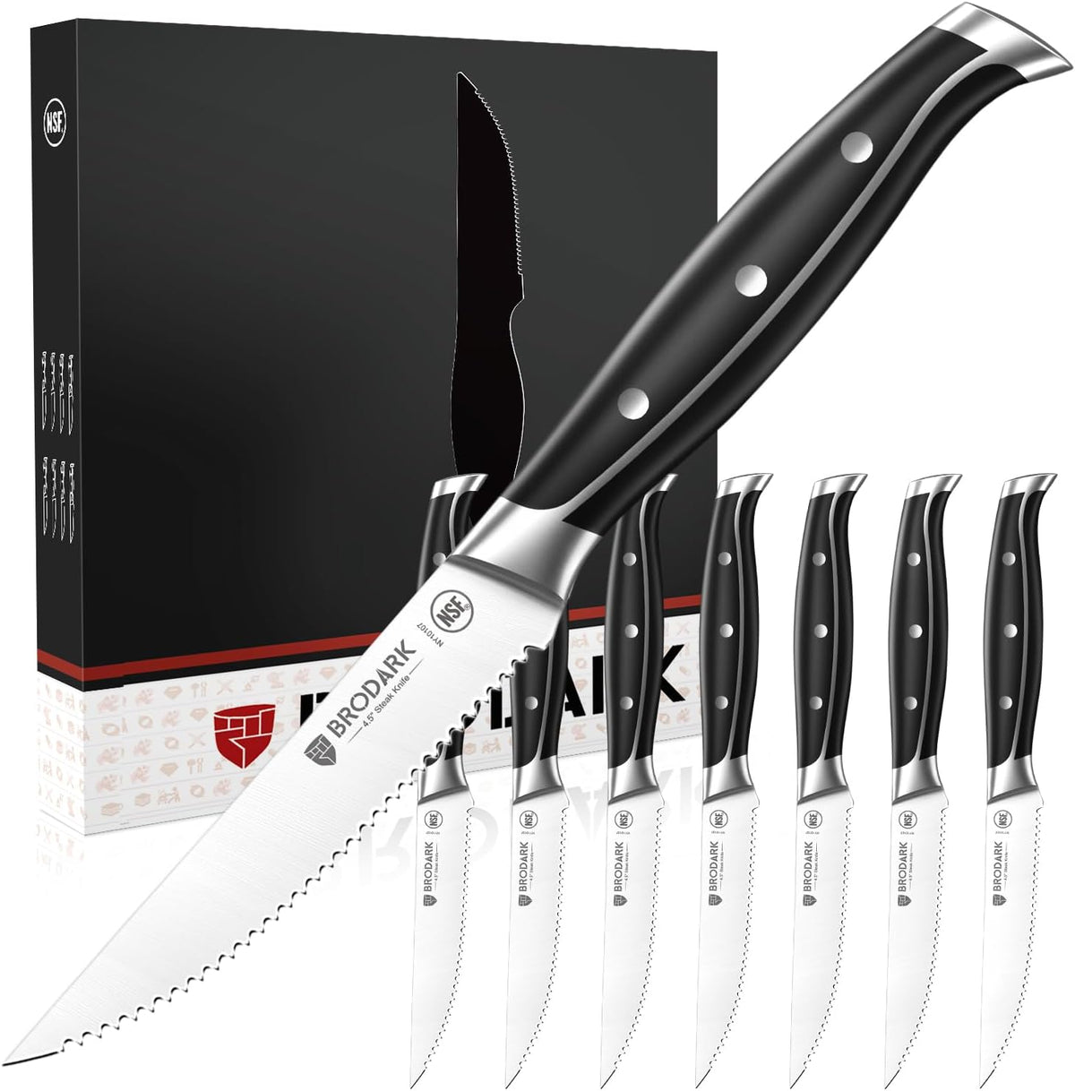 4.5 In Serrated Steak Knives Set of 6, Comes with a Gift Box
