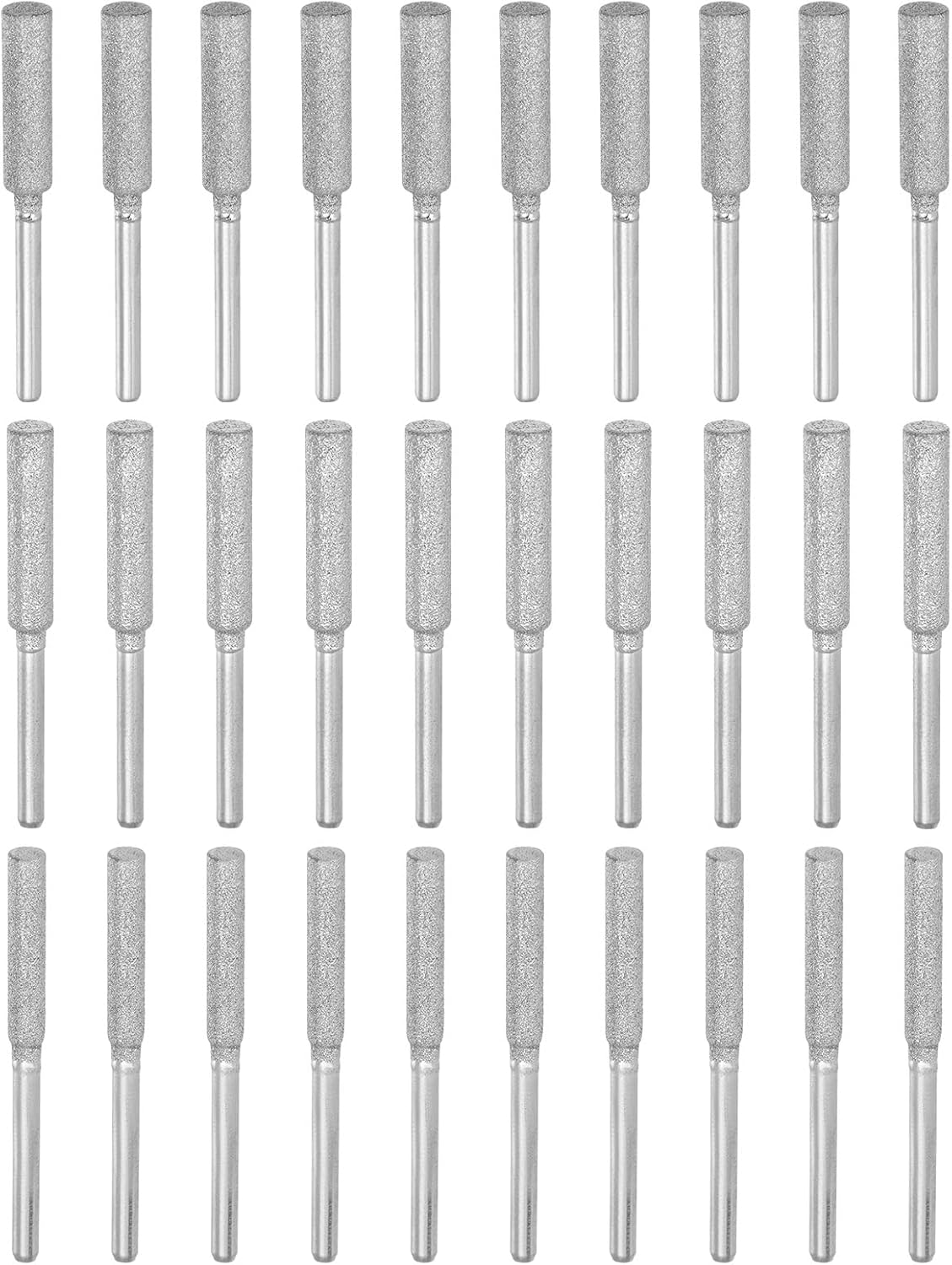 30 Pcs Diamond Chainsaw Sharpener 3 Sizes High Hardness Sharpening Stone Polishing Chainsaw Sharpening Kit Grinding File Tool, Silver(5/32", 3/16", 7/32")