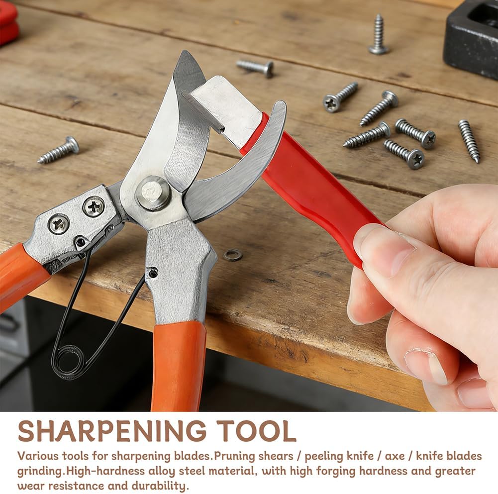 Professional Knife Sharpener Steel Rod Set, 10 inch Honing Rod with Non-slip Wooden Handle and 2 Handheld Garden Tool Sharpener for Kitchen Knife Daily Sharpening Maintenance(COLOR:Multicolor)