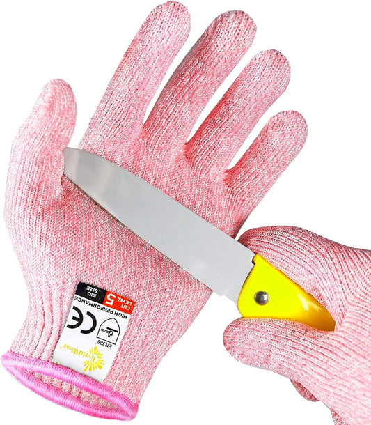 Cut Resistant Gloves for Kids 4-6 Years, Level 5 Protection Cutting Gloves Food Grade for Cooking, Whittling, Wood Carving, Gardening and DIY