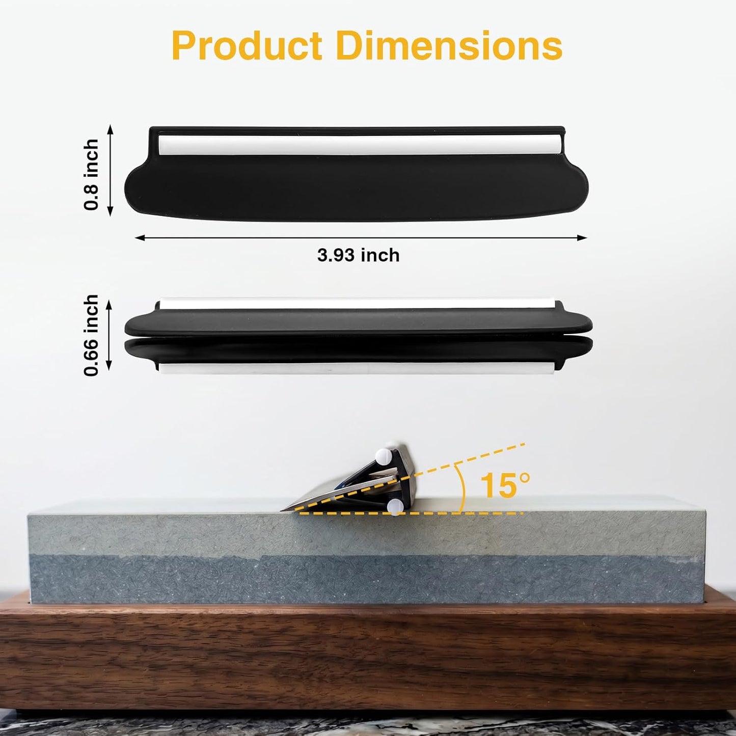 Knife Sharpening Angle Guide for Whetstone, 2 Pack 15° Knife Angle Guide with Ceramic Glide, Non-Slip Blade Guide for Sharpening Stone, Kitchen Knife Sharpener Angle Guide Tool