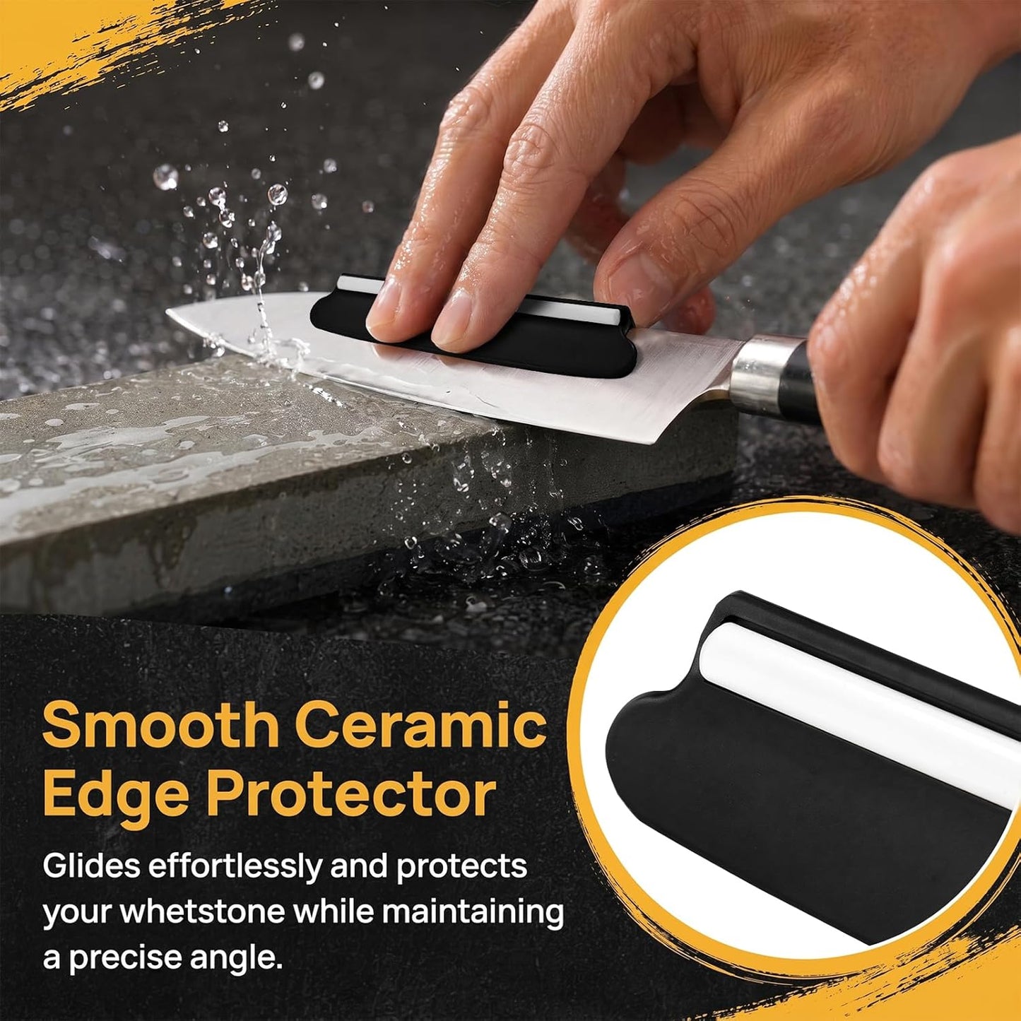 Knife Sharpening Angle Guide for Whetstone, 2 Pack 15° Knife Angle Guide with Ceramic Glide, Non-Slip Blade Guide for Sharpening Stone, Kitchen Knife Sharpener Angle Guide Tool