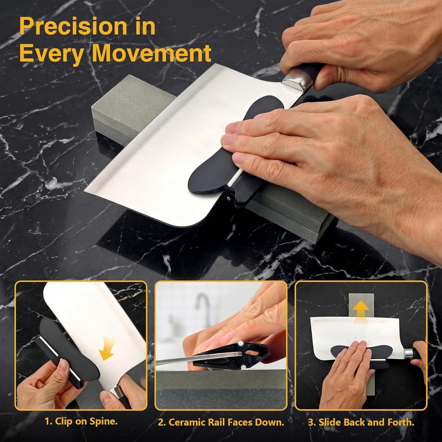 Knife Sharpening Angle Guide for Whetstone, 2 Pack 15° Knife Angle Guide with Ceramic Glide, Non-Slip Blade Guide for Sharpening Stone, Kitchen Knife Sharpener Angle Guide Tool