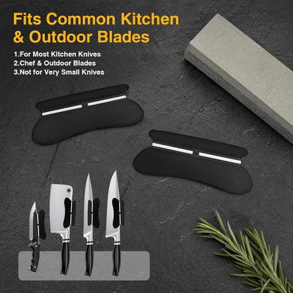 Knife Sharpening Angle Guide for Whetstone, 2 Pack 15° Knife Angle Guide with Ceramic Glide, Non-Slip Blade Guide for Sharpening Stone, Kitchen Knife Sharpener Angle Guide Tool