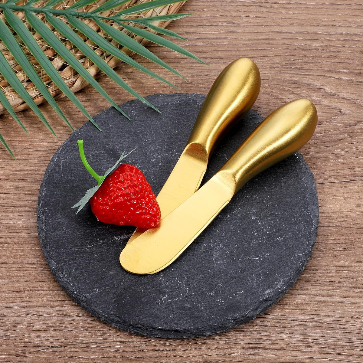 Butter Spreader Knives 2 Packs Gold Butter Knives Stainless Steel Cheese and Butters Knive Set Blunt Edge Spreader for Cheese Cream Jam Spreading