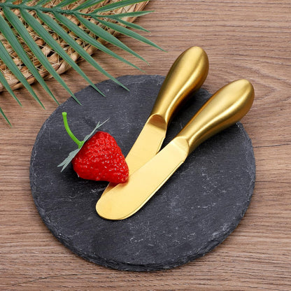 Butter Spreader Knives 2 Packs Gold Butter Knives Stainless Steel Cheese and Butters Knive Set Blunt Edge Spreader for Cheese Cream Jam Spreading