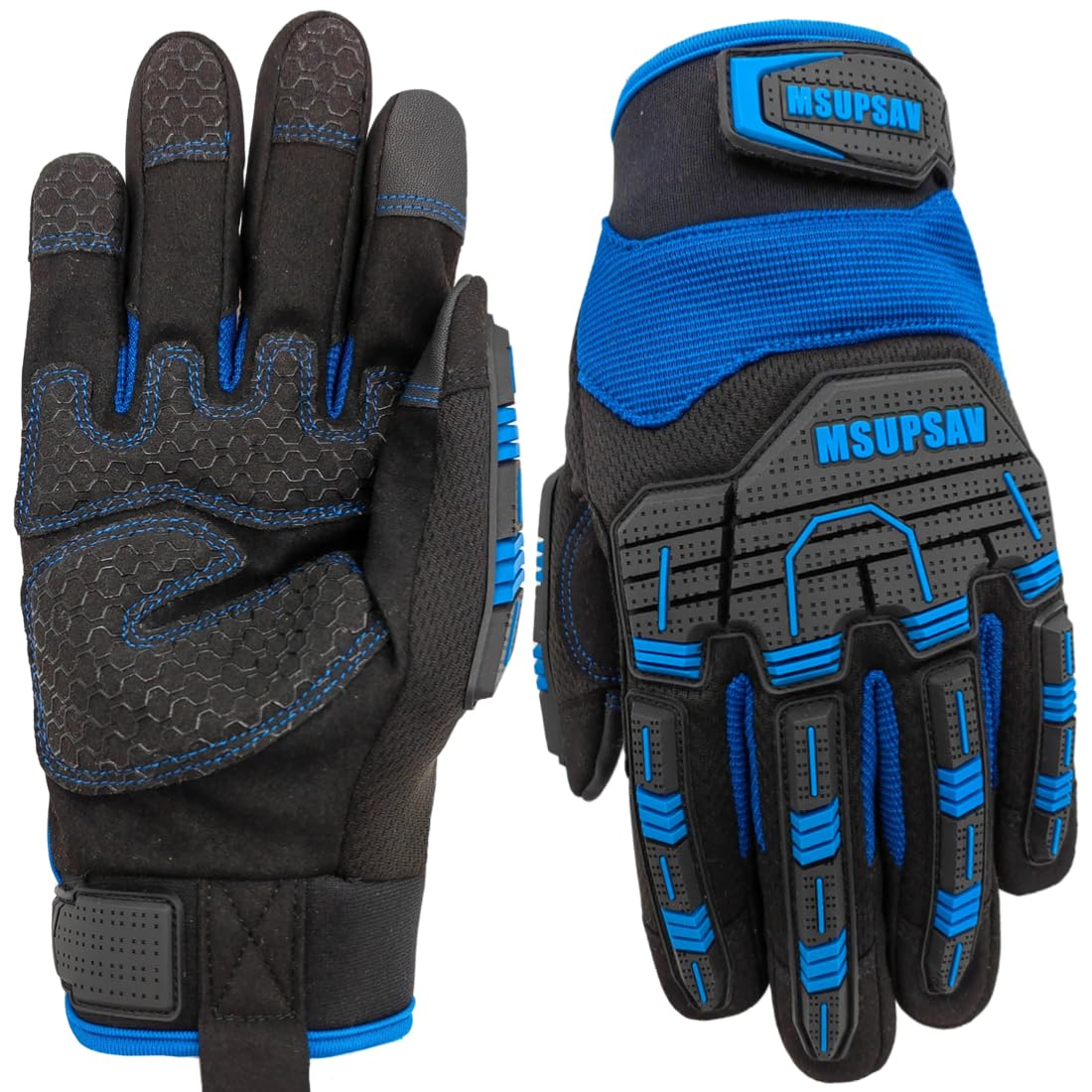 Anti-vibration Mechanic Work Gloves Men,Extra Large,Blue+Black | Multi-purpose,Heavy Duty,TPR Impact Protection,Gift,Safety,Working