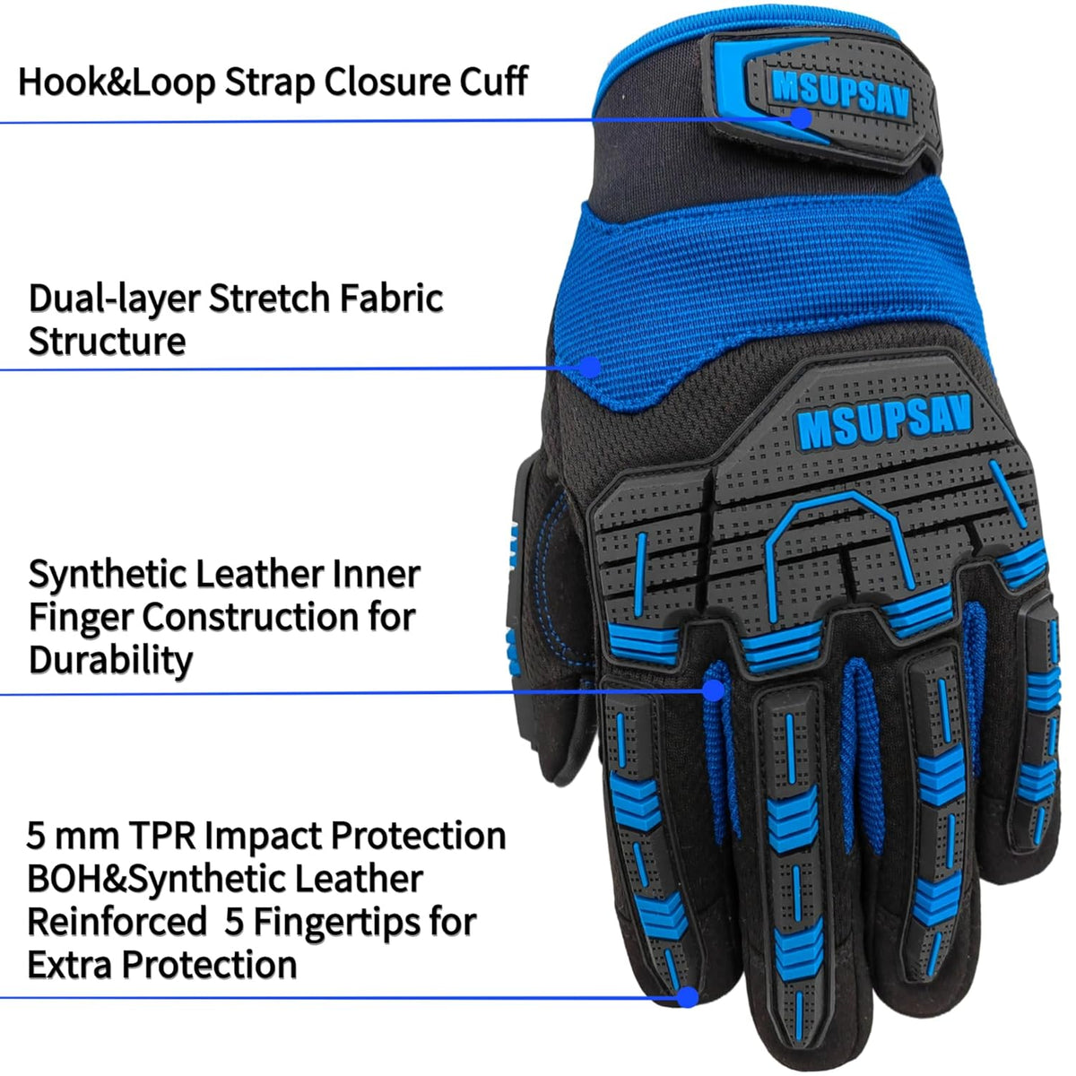 Anti-vibration Mechanic Work Gloves Men,Extra Large,Blue+Black | Multi-purpose,Heavy Duty,TPR Impact Protection,Gift,Safety,Working