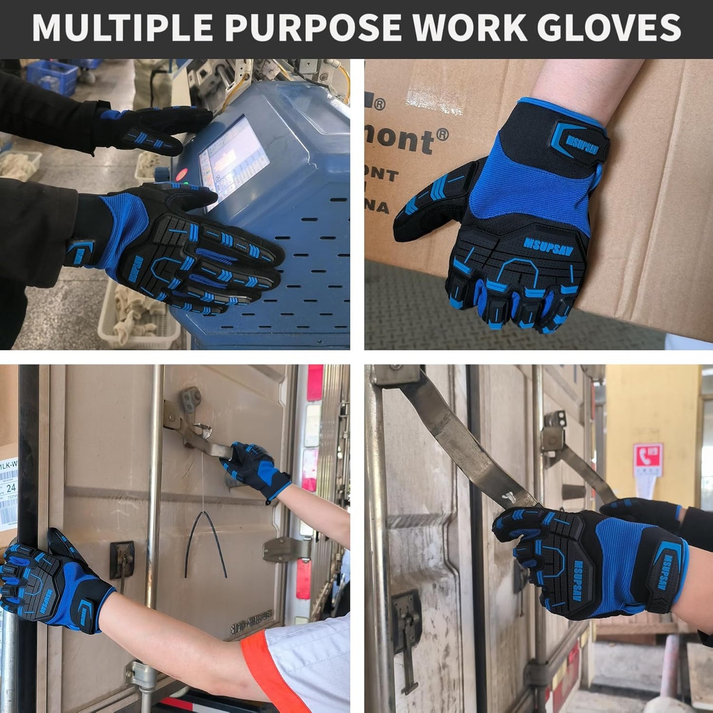 Anti-vibration Mechanic Work Gloves Men,Extra Large,Blue+Black | Multi-purpose,Heavy Duty,TPR Impact Protection,Gift,Safety,Working