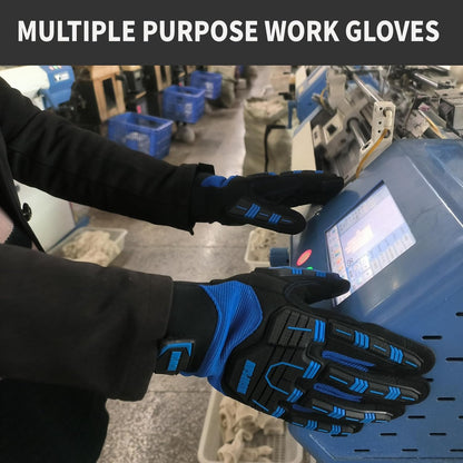 Anti-vibration Mechanic Work Gloves Men,Extra Large,Blue+Black | Multi-purpose,Heavy Duty,TPR Impact Protection,Gift,Safety,Working