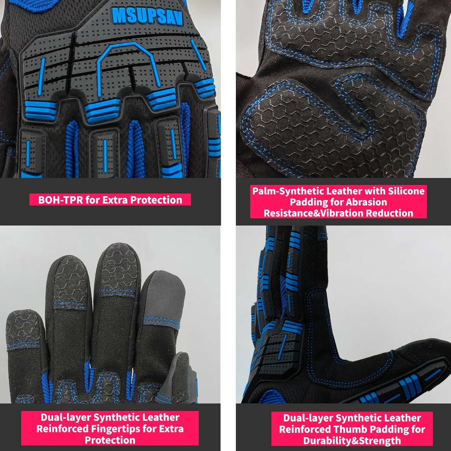 Anti-vibration Mechanic Work Gloves Men,Extra Large,Blue+Black | Multi-purpose,Heavy Duty,TPR Impact Protection,Gift,Safety,Working