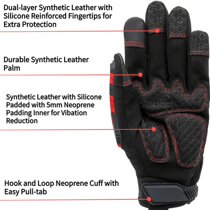 Anti-vibration Mechanic Work Gloves Men,Extra Large,Blue+Black | Multi-purpose,Heavy Duty,TPR Impact Protection,Gift,Safety,Working