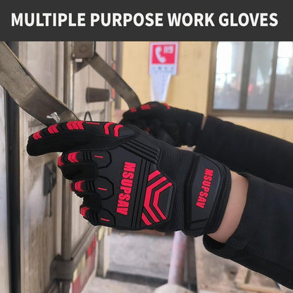 Anti-vibration Mechanic Work Gloves Men,Extra Large,Blue+Black | Multi-purpose,Heavy Duty,TPR Impact Protection,Gift,Safety,Working