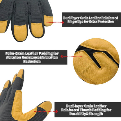 Anti-vibration Mechanic Work Gloves Men,Extra Large,Blue+Black | Multi-purpose,Heavy Duty,TPR Impact Protection,Gift,Safety,Working