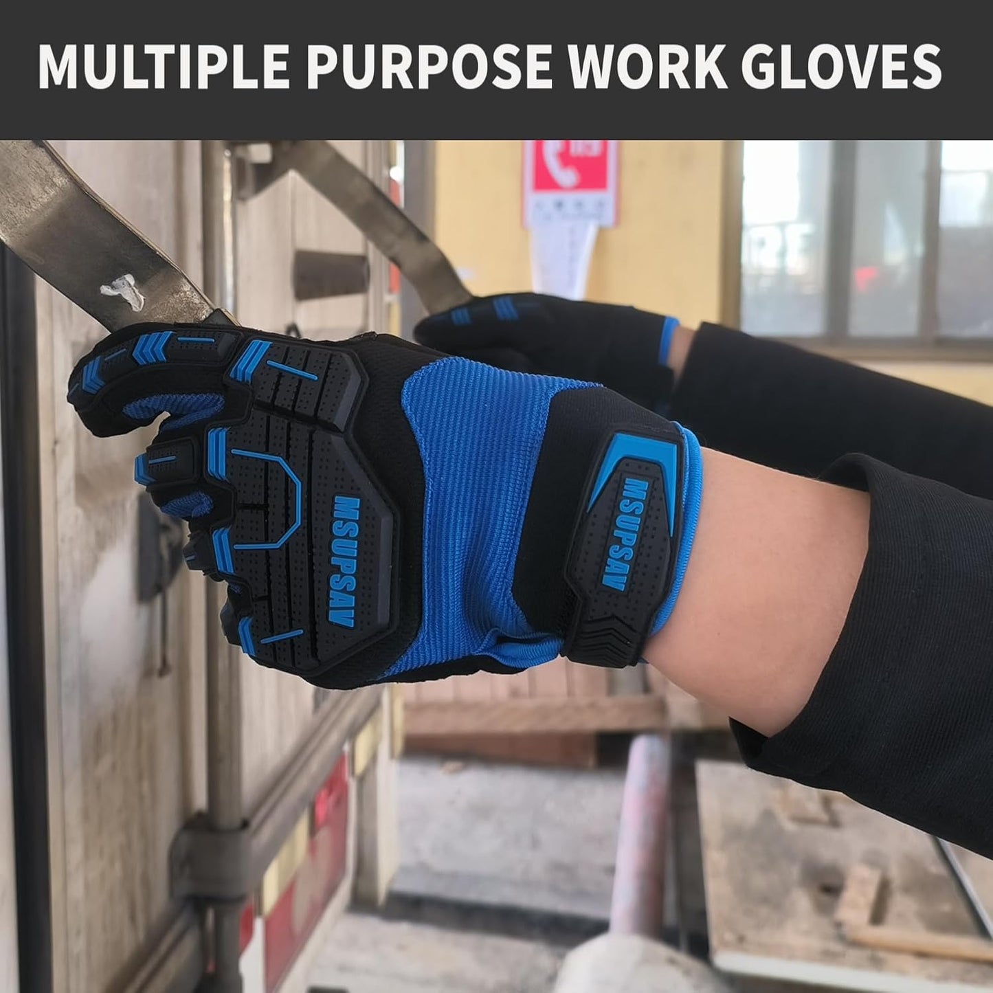 Anti-vibration Mechanic Work Gloves Men,Extra Large,Blue+Black | Multi-purpose,Heavy Duty,TPR Impact Protection,Gift,Safety,Working