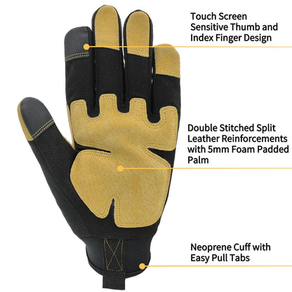 Anti-vibration Mechanic Work Gloves Men,Extra Large,Blue+Black | Multi-purpose,Heavy Duty,TPR Impact Protection,Gift,Safety,Working