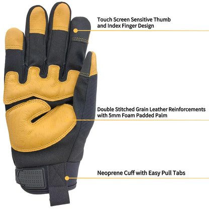 Anti-vibration Mechanic Work Gloves Men,Extra Large,Blue+Black | Multi-purpose,Heavy Duty,TPR Impact Protection,Gift,Safety,Working