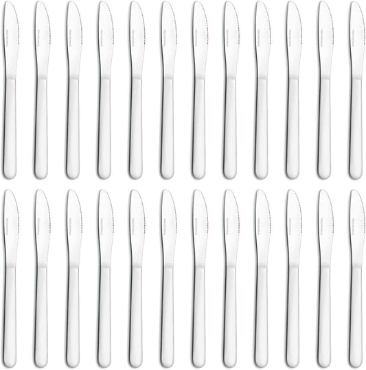 24 Pieces Dinner Knives Set, 8.1" Inches Table Knives Set, Durable Butter Knife, Food Grade Stainless Steel Dinner Knife, Cost-effective Silverware Set - Mirror Polished, Dishwasher Safe