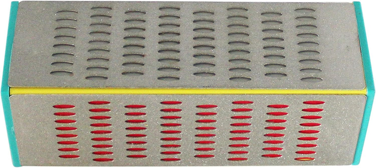 (R) Sharpening Stone Diamond Knife Sharpener 4-Way Industrial Grade 200 to 600 Grit Non-Slip Rubber Base 6" x 2"