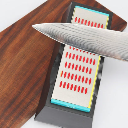(R) Sharpening Stone Diamond Knife Sharpener 4-Way Industrial Grade 200 to 600 Grit Non-Slip Rubber Base 6" x 2"