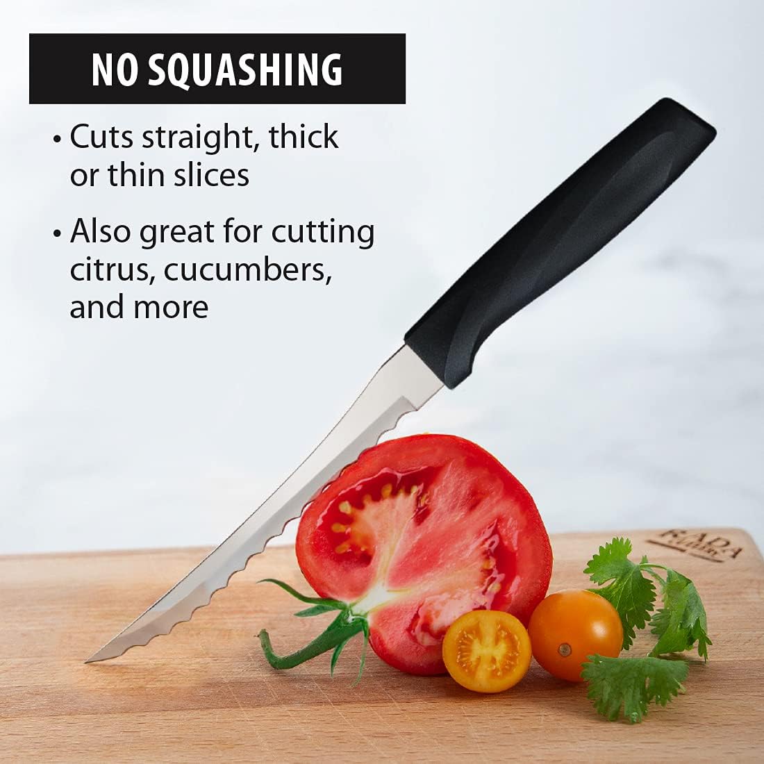 Anthem Series Tomato Slicer (W426), Black Handle, Pack of 2 | 5" Stainless Steel Serrated Blade, Black Resin Handle