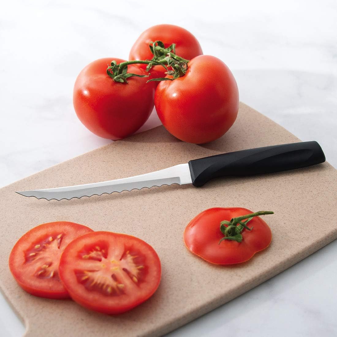 Anthem Series Tomato Slicer (W426), Black Handle, Pack of 2 | 5" Stainless Steel Serrated Blade, Black Resin Handle