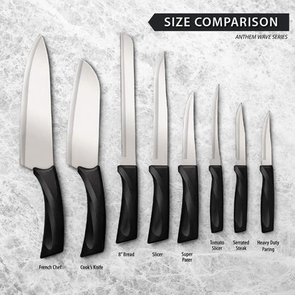 Anthem Series Tomato Slicer (W426), Black Handle, Pack of 2 | 5" Stainless Steel Serrated Blade, Black Resin Handle