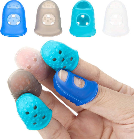 24 Pieces Rubber Fingers Tips Guard with 3 Sizes (S/M/L) Finger Protector Covers Caps for Paperwork, Cutting, Wax Carving, Guitar Playing and Office Supplies Tasks (Classic Colors)