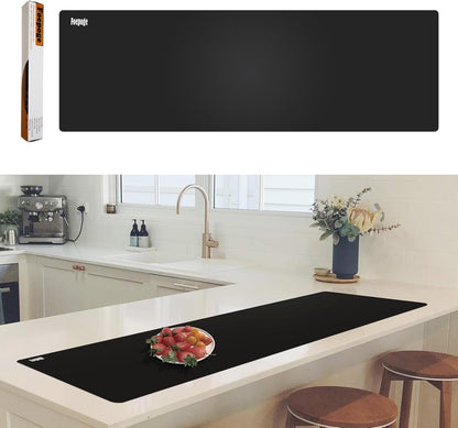 49.2" x 15.7" Large Silicone Mat for Kitchen Counter Protector, Cuttable | Silicon Countertop Protector Mat Heat Resistant Mats for Countertop, Cut to Fit Placemat Ship Roll , Black