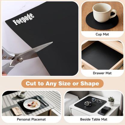49.2" x 15.7" Large Silicone Mat for Kitchen Counter Protector, Cuttable | Silicon Countertop Protector Mat Heat Resistant Mats for Countertop, Cut to Fit Placemat Ship Roll , Black