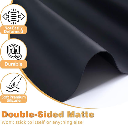 49.2" x 15.7" Large Silicone Mat for Kitchen Counter Protector, Cuttable | Silicon Countertop Protector Mat Heat Resistant Mats for Countertop, Cut to Fit Placemat Ship Roll , Black