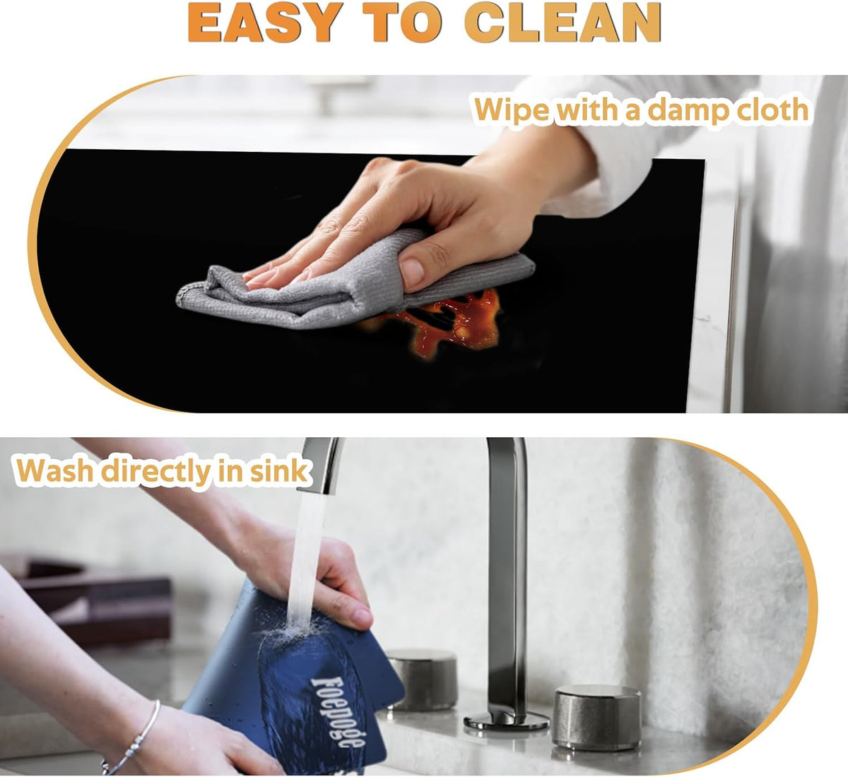 49.2" x 15.7" Large Silicone Mat for Kitchen Counter Protector, Cuttable | Silicon Countertop Protector Mat Heat Resistant Mats for Countertop, Cut to Fit Placemat Ship Roll , Black