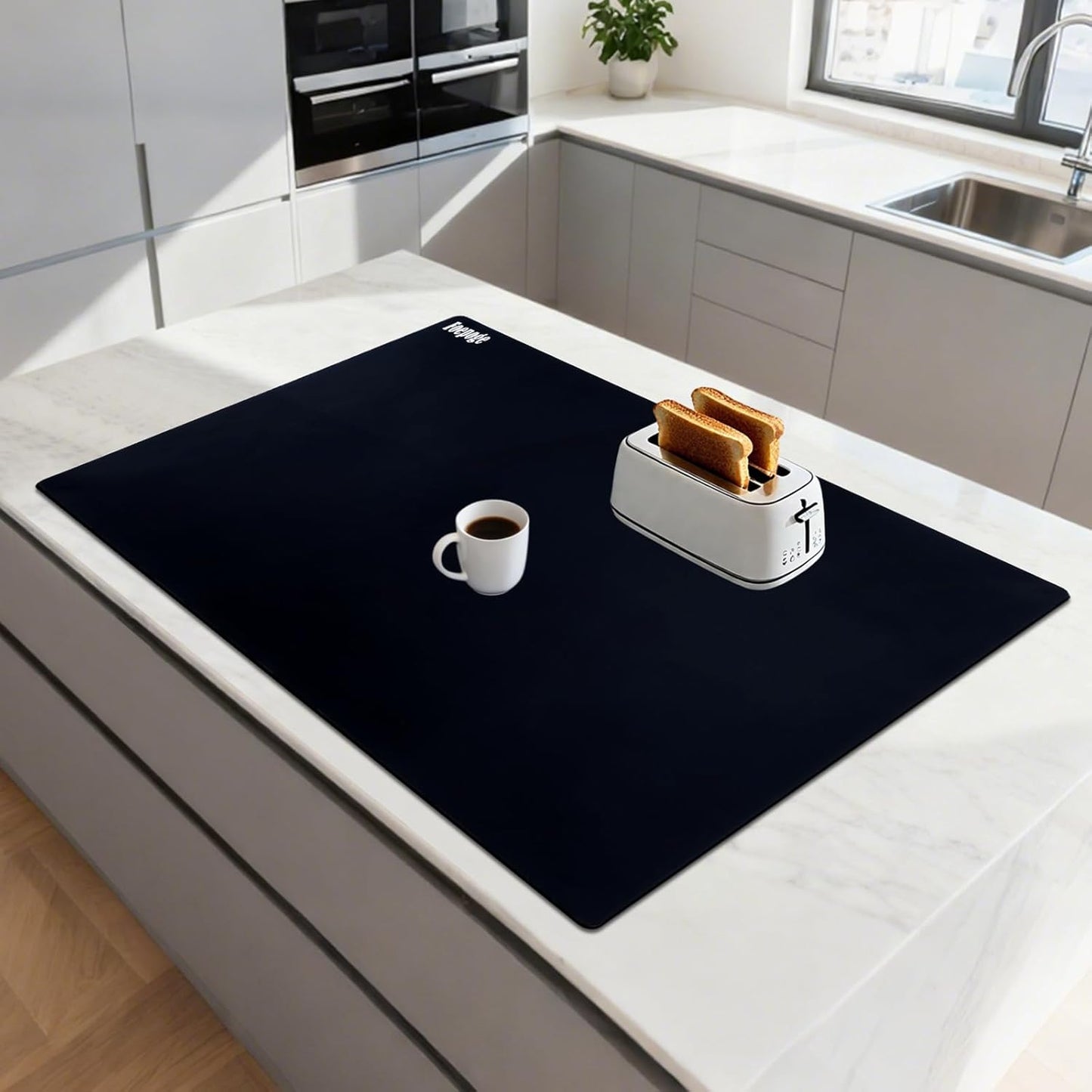 49.2" x 15.7" Large Silicone Mat for Kitchen Counter Protector, Cuttable | Silicon Countertop Protector Mat Heat Resistant Mats for Countertop, Cut to Fit Placemat Ship Roll , Black