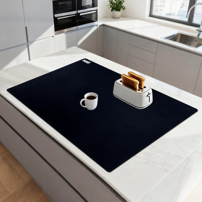 49.2" x 15.7" Large Silicone Mat for Kitchen Counter Protector, Cuttable | Silicon Countertop Protector Mat Heat Resistant Mats for Countertop, Cut to Fit Placemat Ship Roll , Black