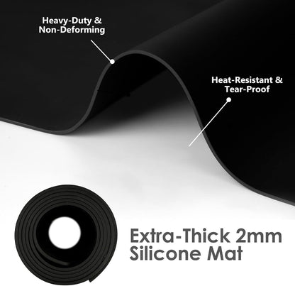 49.2" x 15.7" Large Silicone Mat for Kitchen Counter Protector, Cuttable | Silicon Countertop Protector Mat Heat Resistant Mats for Countertop, Cut to Fit Placemat Ship Roll , Black