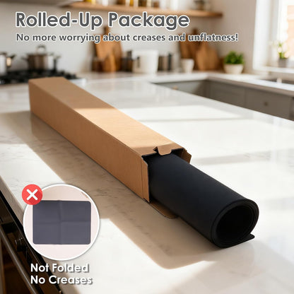 49.2" x 15.7" Large Silicone Mat for Kitchen Counter Protector, Cuttable | Silicon Countertop Protector Mat Heat Resistant Mats for Countertop, Cut to Fit Placemat Ship Roll , Black