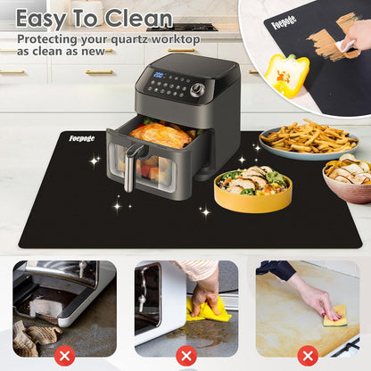 49.2" x 15.7" Large Silicone Mat for Kitchen Counter Protector, Cuttable | Silicon Countertop Protector Mat Heat Resistant Mats for Countertop, Cut to Fit Placemat Ship Roll , Black