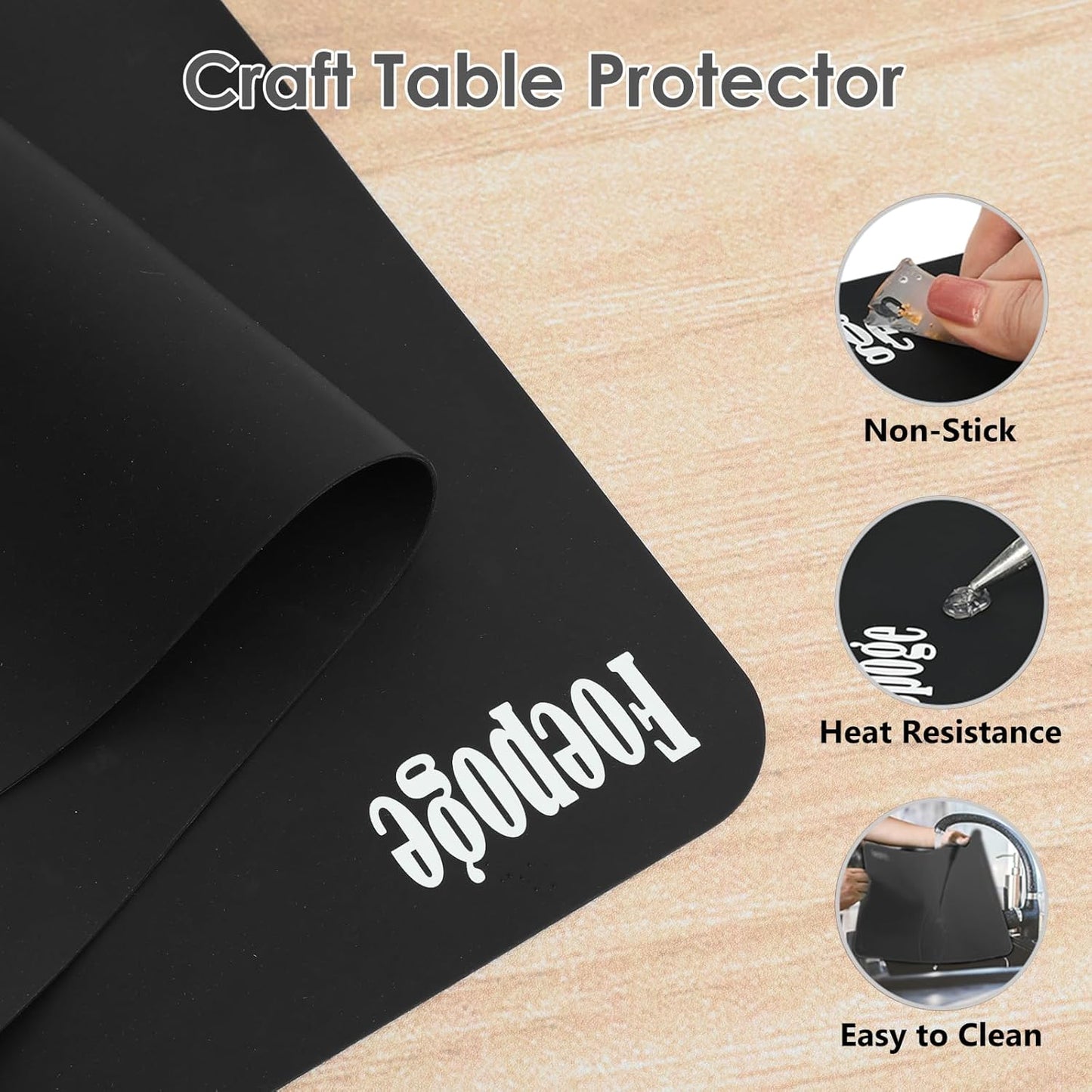 49.2" x 15.7" Large Silicone Mat for Kitchen Counter Protector, Cuttable | Silicon Countertop Protector Mat Heat Resistant Mats for Countertop, Cut to Fit Placemat Ship Roll , Black