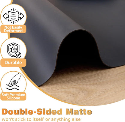 49.2" x 15.7" Large Silicone Mat for Kitchen Counter Protector, Cuttable | Silicon Countertop Protector Mat Heat Resistant Mats for Countertop, Cut to Fit Placemat Ship Roll , Black