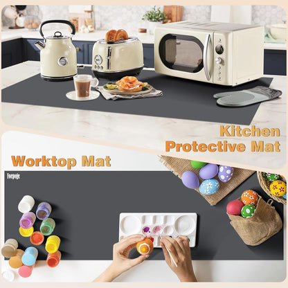 49.2" x 15.7" Large Silicone Mat for Kitchen Counter Protector, Cuttable | Silicon Countertop Protector Mat Heat Resistant Mats for Countertop, Cut to Fit Placemat Ship Roll , Black