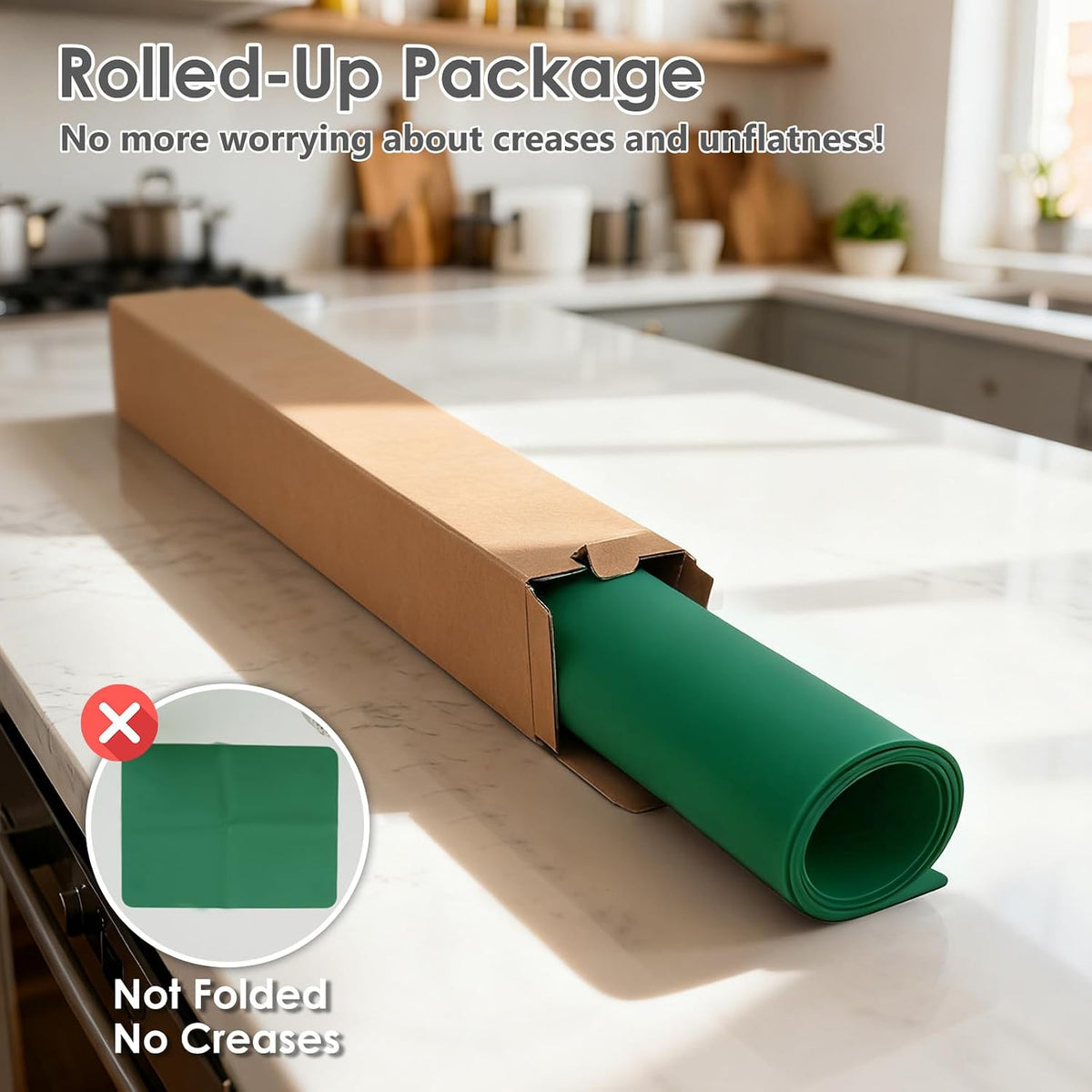 49.2" x 15.7" Large Silicone Mat for Kitchen Counter Protector, Cuttable | Silicon Countertop Protector Mat Heat Resistant Mats for Countertop, Cut to Fit Placemat Ship Roll , Black