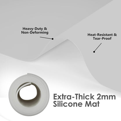 49.2" x 15.7" Large Silicone Mat for Kitchen Counter Protector, Cuttable | Silicon Countertop Protector Mat Heat Resistant Mats for Countertop, Cut to Fit Placemat Ship Roll , Black