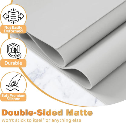 49.2" x 15.7" Large Silicone Mat for Kitchen Counter Protector, Cuttable | Silicon Countertop Protector Mat Heat Resistant Mats for Countertop, Cut to Fit Placemat Ship Roll , Black